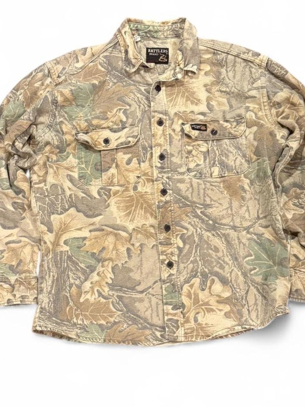 Rattlers Brand Men’s M Vintage Regular Camo Button-Front Long Sleeve Shirt